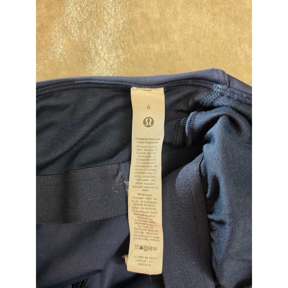 Lululemon Power Y Tank Top Navy Blue Built-in Shelf Bra Size 6 - Picture 4 of 6